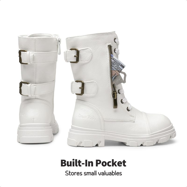 Girls white combat boots clearance